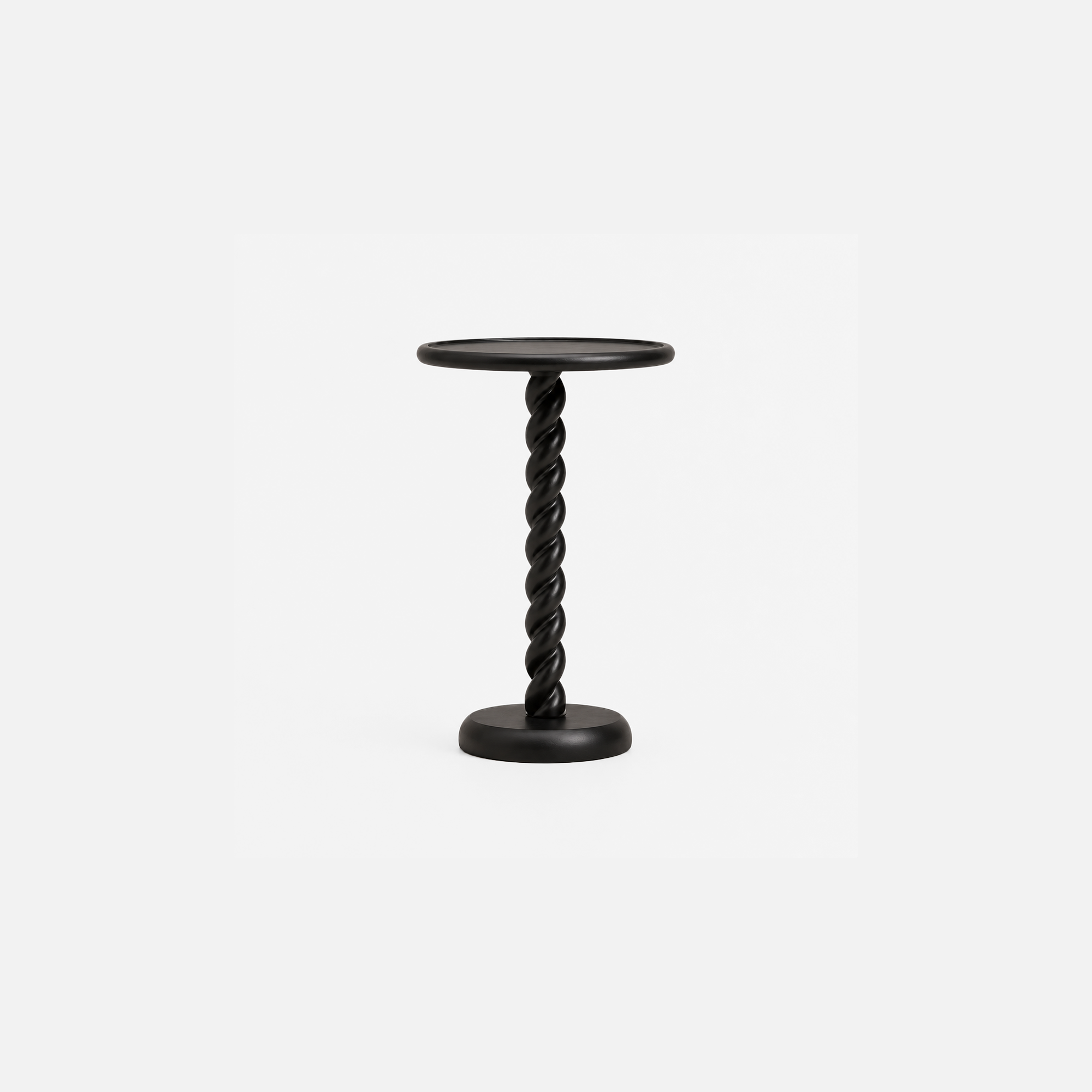 Twist Pedestal Side Table in Matte Black