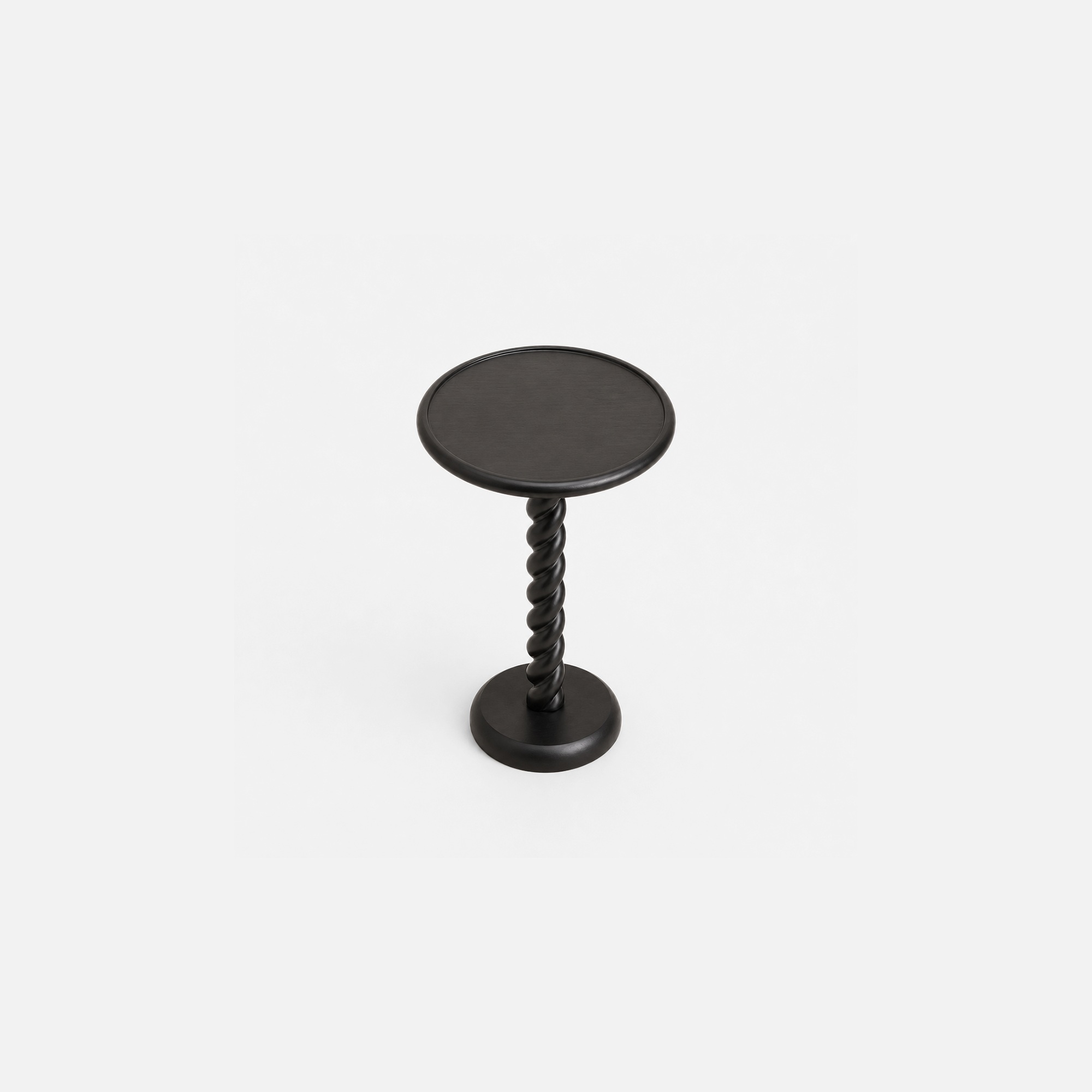 Twist Pedestal Side Table in Matte Black