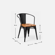 Urban Industrial Metal Cafe Chair with Wooden Seat
