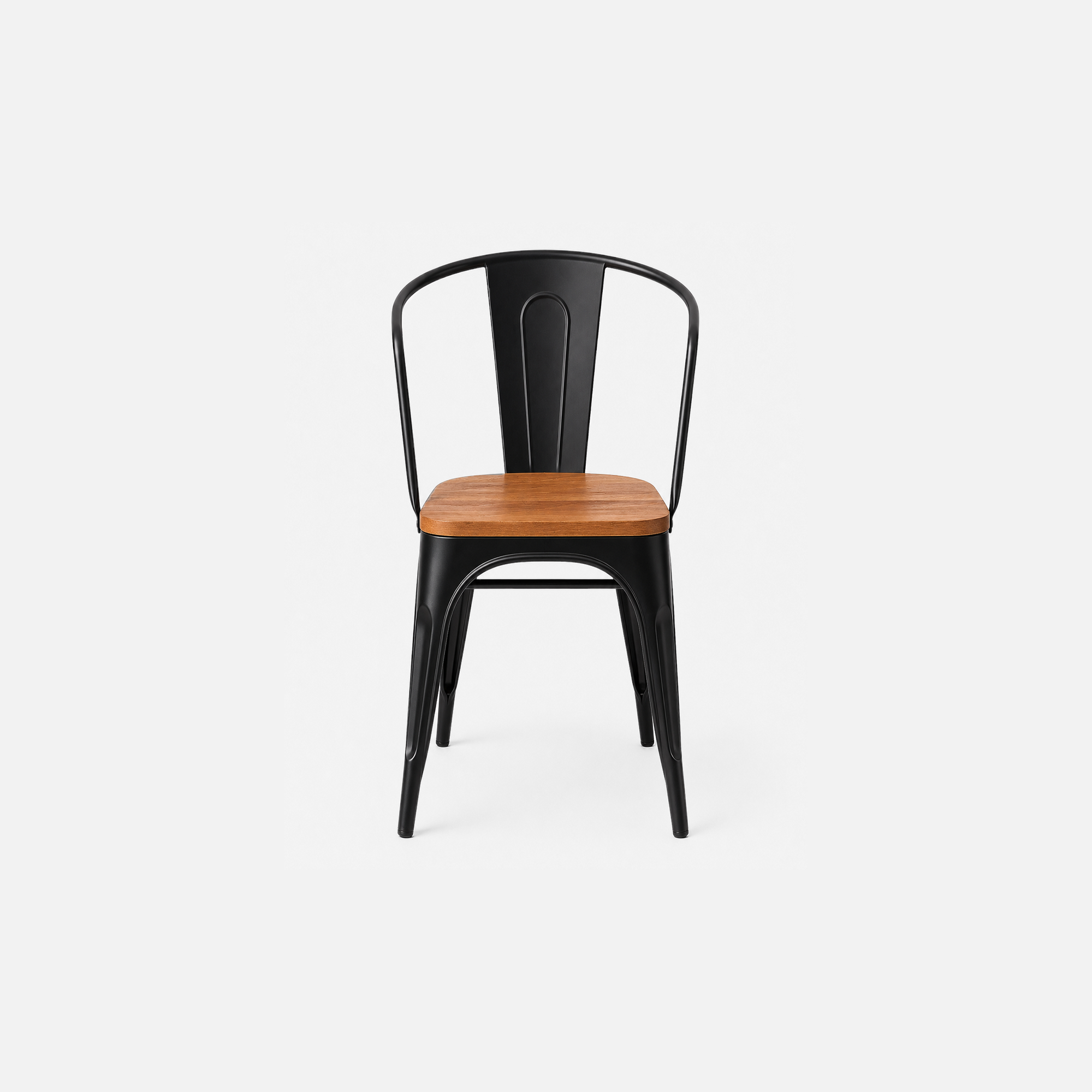 Urban Industrial Metal Cafe Chair with Wooden Seat