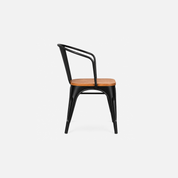 Urban Industrial Metal Cafe Chair with Wooden Seat