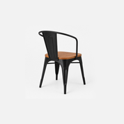 Urban Industrial Metal Cafe Chair with Wooden Seat