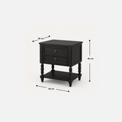 Valeria Midnight Manor Black Wood Nightstand with Two Drawers