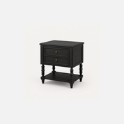 Valeria Midnight Manor Black Wood Nightstand with Two Drawers