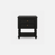Valeria Midnight Manor Black Wood Nightstand with Two Drawers