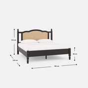 Vella Cane Panel Bed with Black Frame