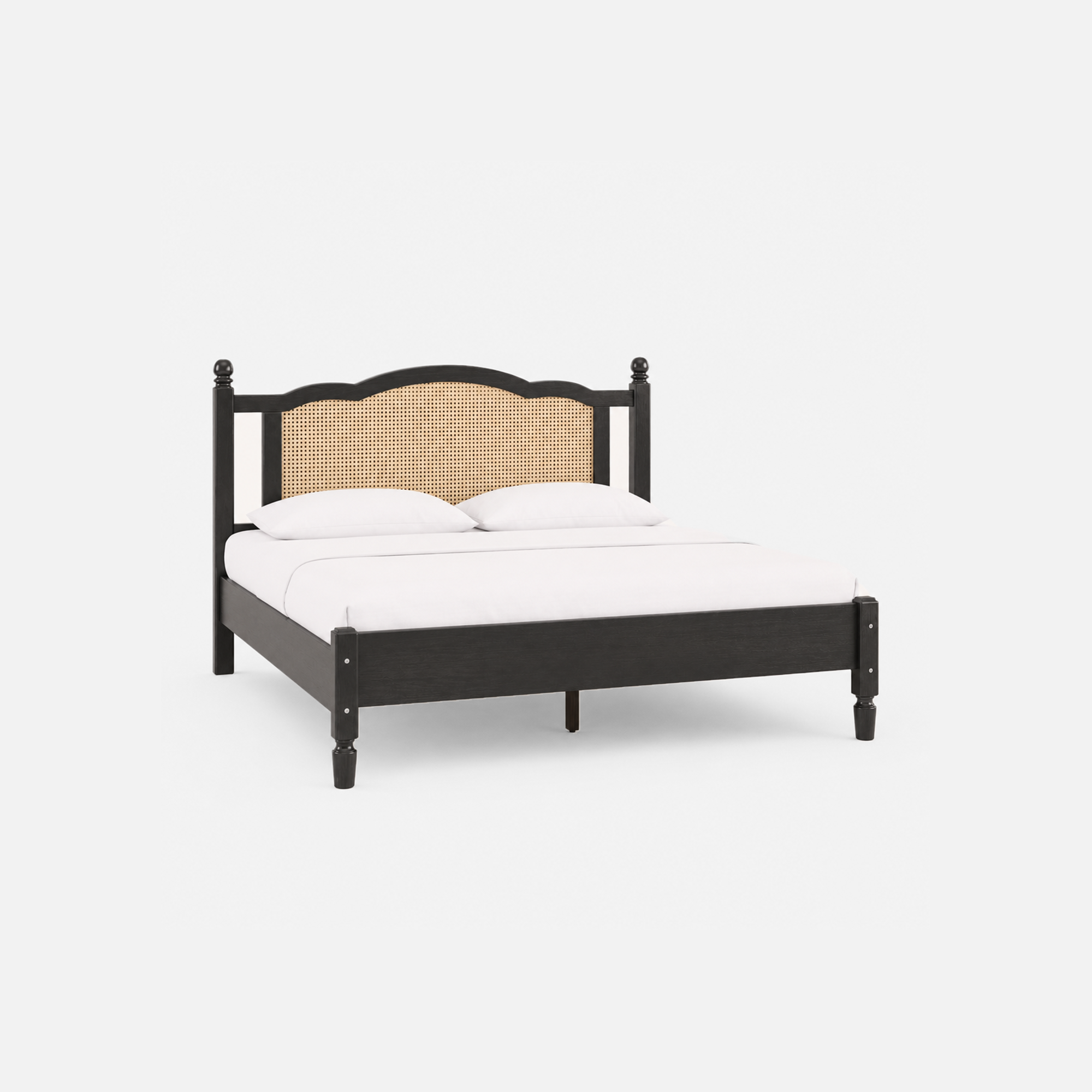 Vella Cane Panel Bed with Black Frame