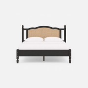 Vella Cane Panel Bed with Black Frame
