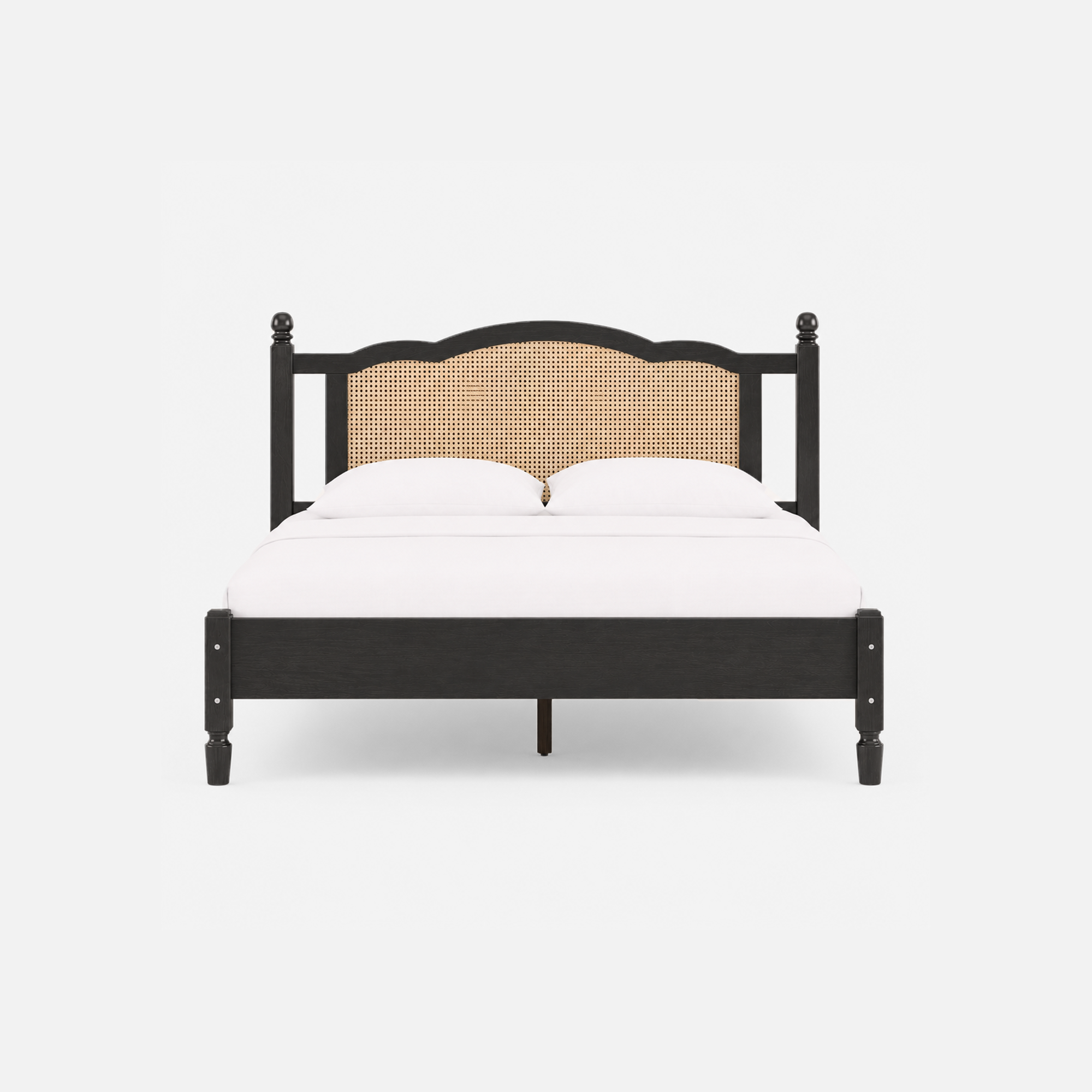 Vella Cane Panel Bed with Black Frame