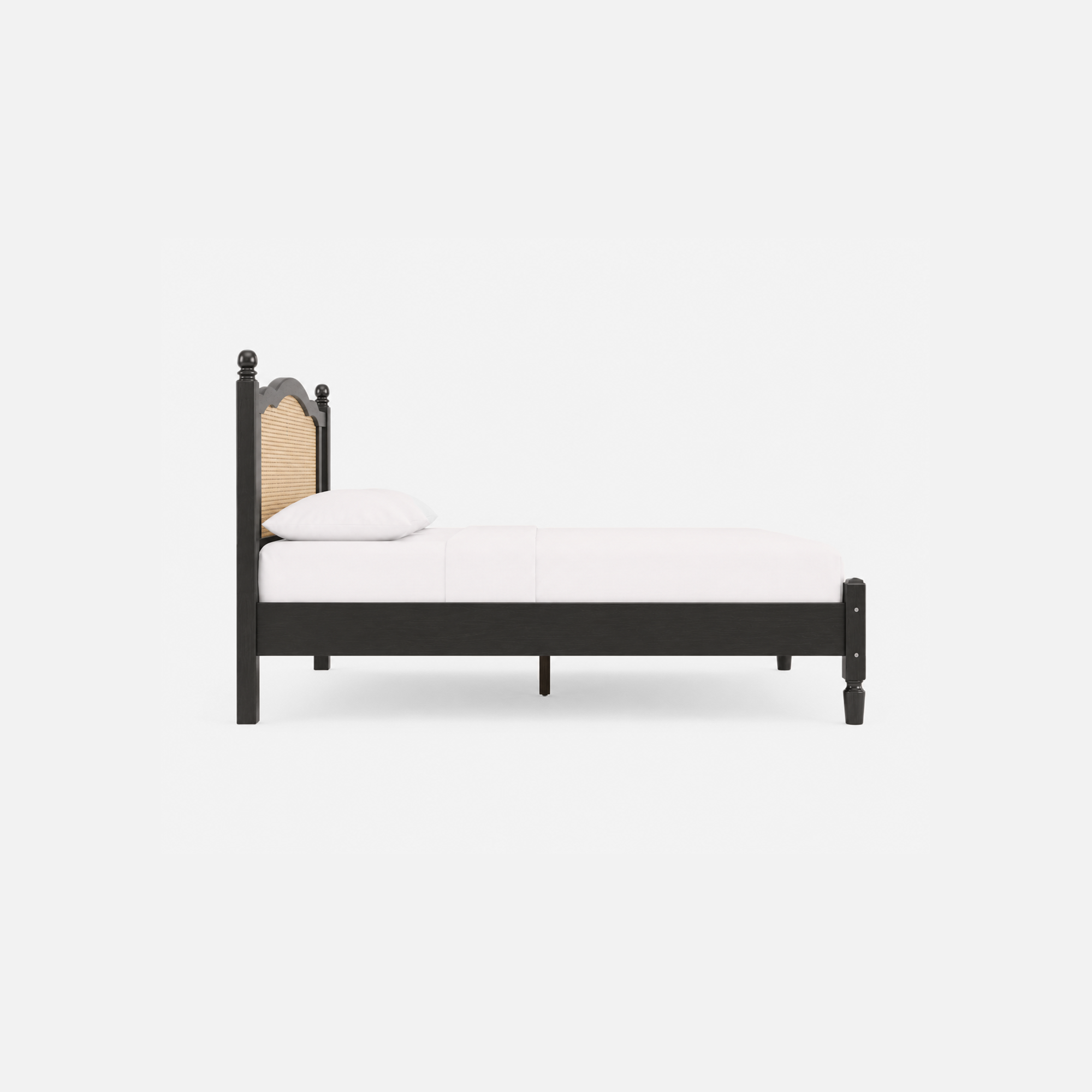 Vella Cane Panel Bed with Black Frame