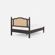 Vella Cane Panel Bed with Black Frame
