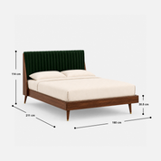 Velvet Channel-Tufted Upholstered Bed with Wooden Frame