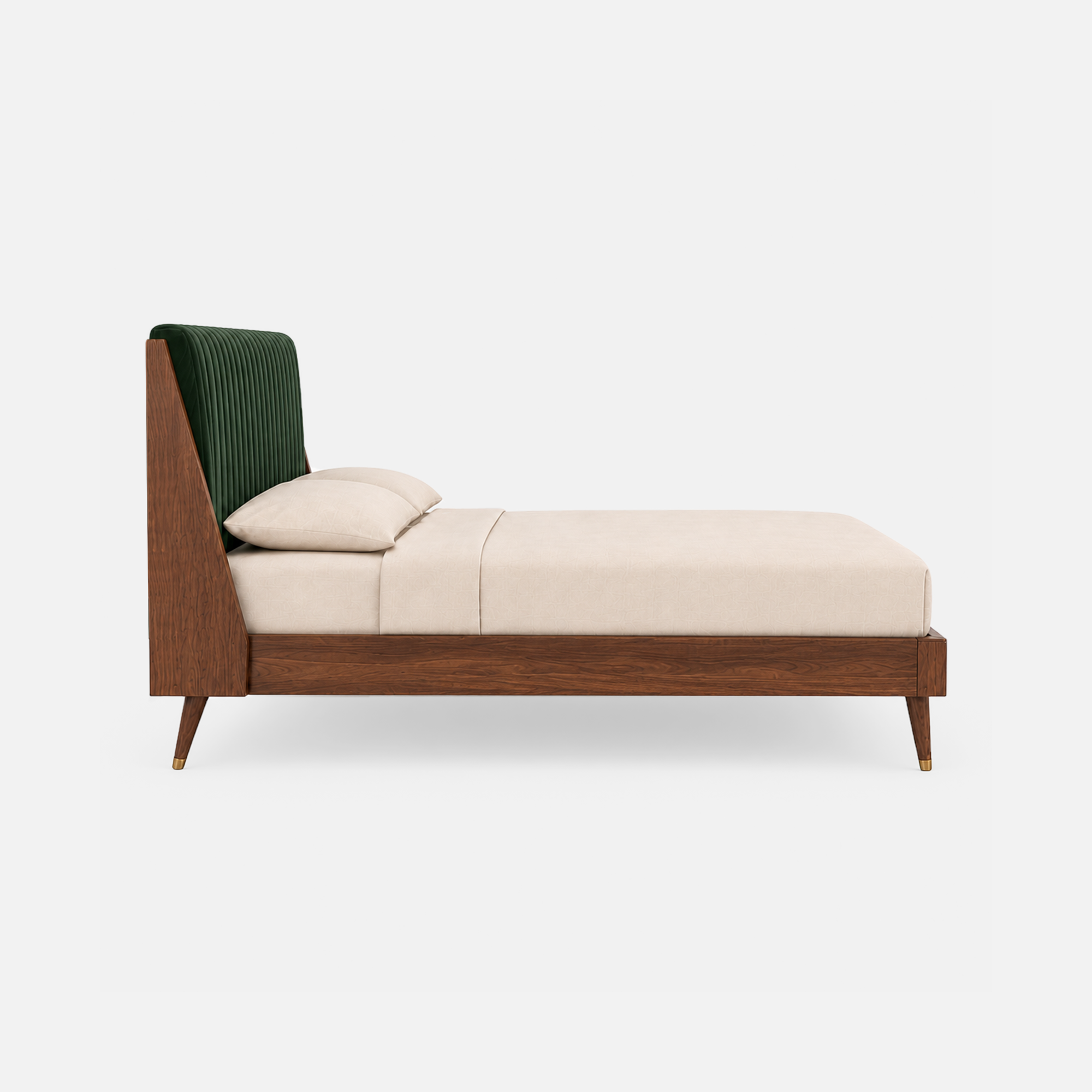 Velvet Channel-Tufted Upholstered Bed with Wooden Frame