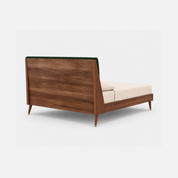 Velvet Channel-Tufted Upholstered Bed with Wooden Frame