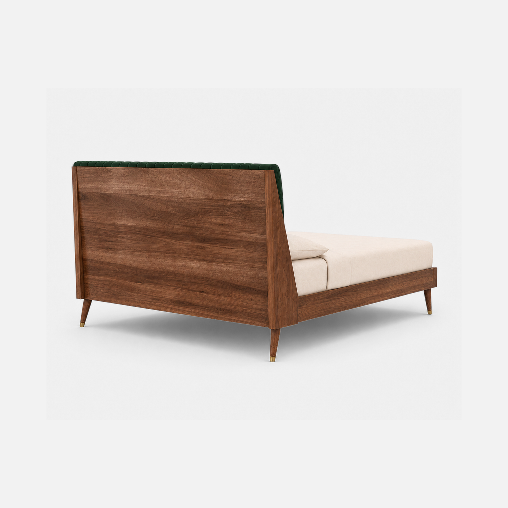 Velvet Channel-Tufted Upholstered Bed with Wooden Frame