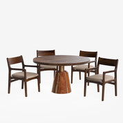 Yukon-Kiyomi Textured Walnut Dining Table Set -  2 & 4 Seater/ All sizes