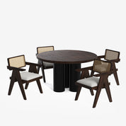 Amor-Pierre Textured Walnut Dining Table Set -  2, 4 & 6 Seater/ All sizes