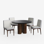 Amor-Lidia Textured Black Dining Table Set with Premium Trimming -  2, 4 & 6 Seater/ All sizes