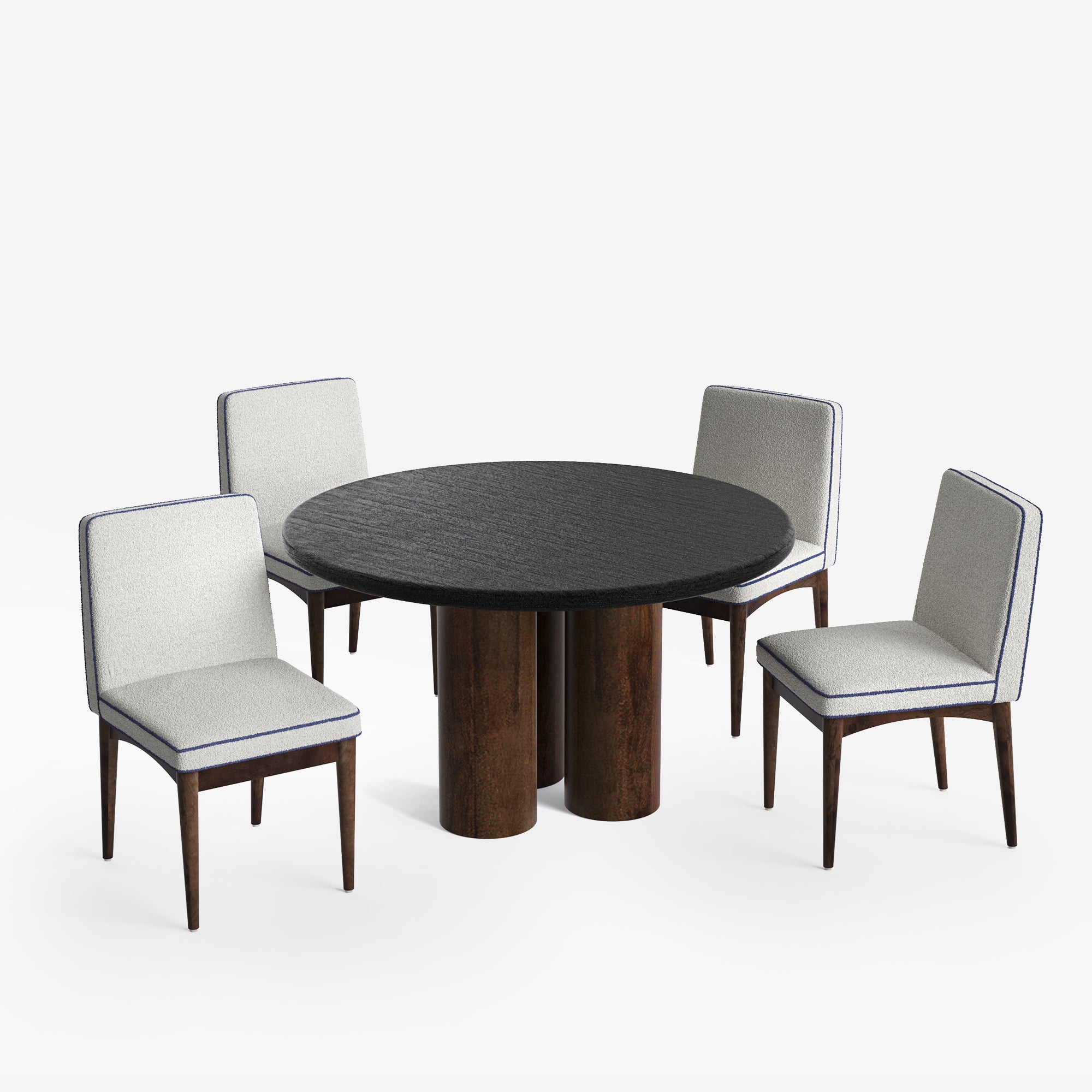 Amor-Lidia Textured Black Dining Table Set with Premium Trimming -  2, 4 & 6 Seater/ All sizes