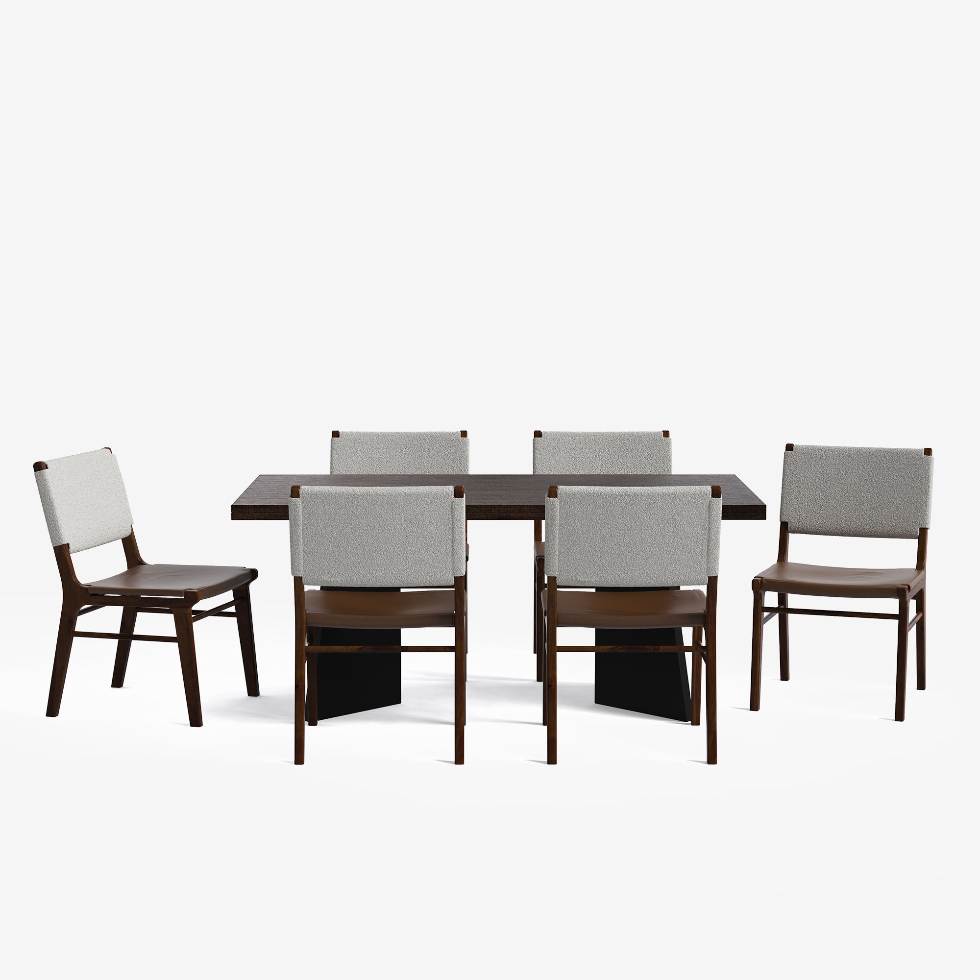 Alejandro-Manor Textured Walnut Dining Table Set - 6 & 8 Seater/ All sizes