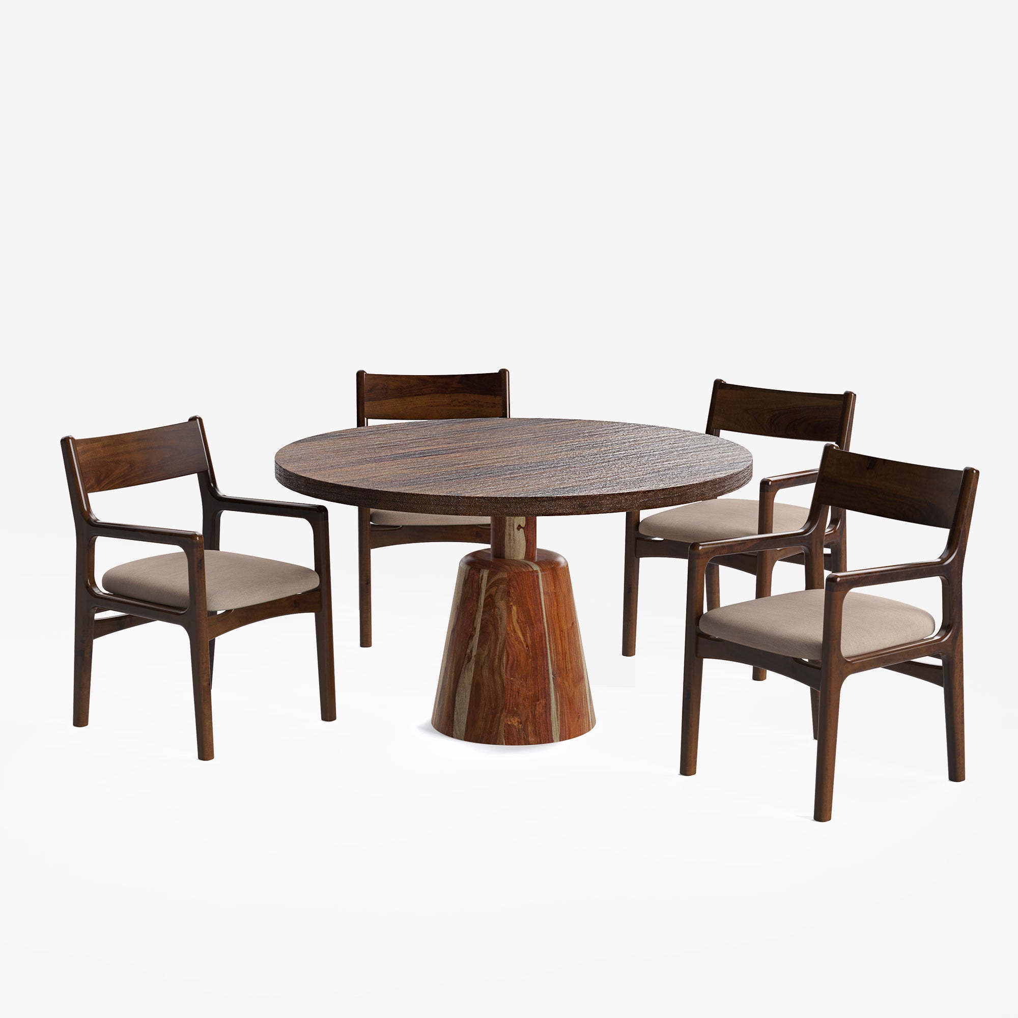 Yukon-Kiyomi Textured Walnut Dining Table Set -  2 & 4 Seater/ All sizes