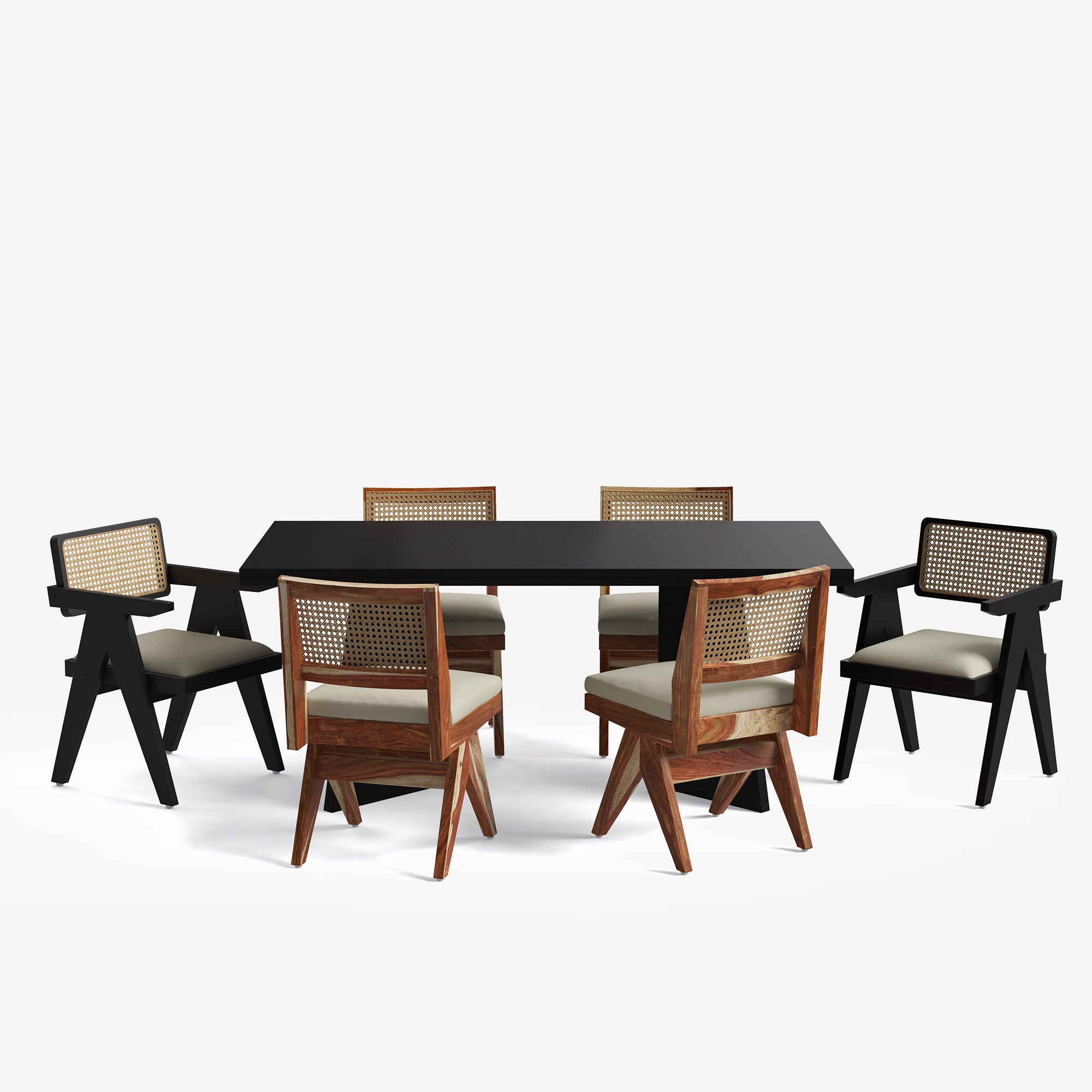 Alejandro-Mix Rattan Dining Table Set - 6 & 8 Seater/ All sizes - Crafts Mill Bespoke Furniture - Dining