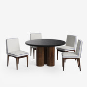 Amor-Lidia Textured Black Dining Table Set with Premium Trimming -  2, 4 & 6 Seater/ All sizes