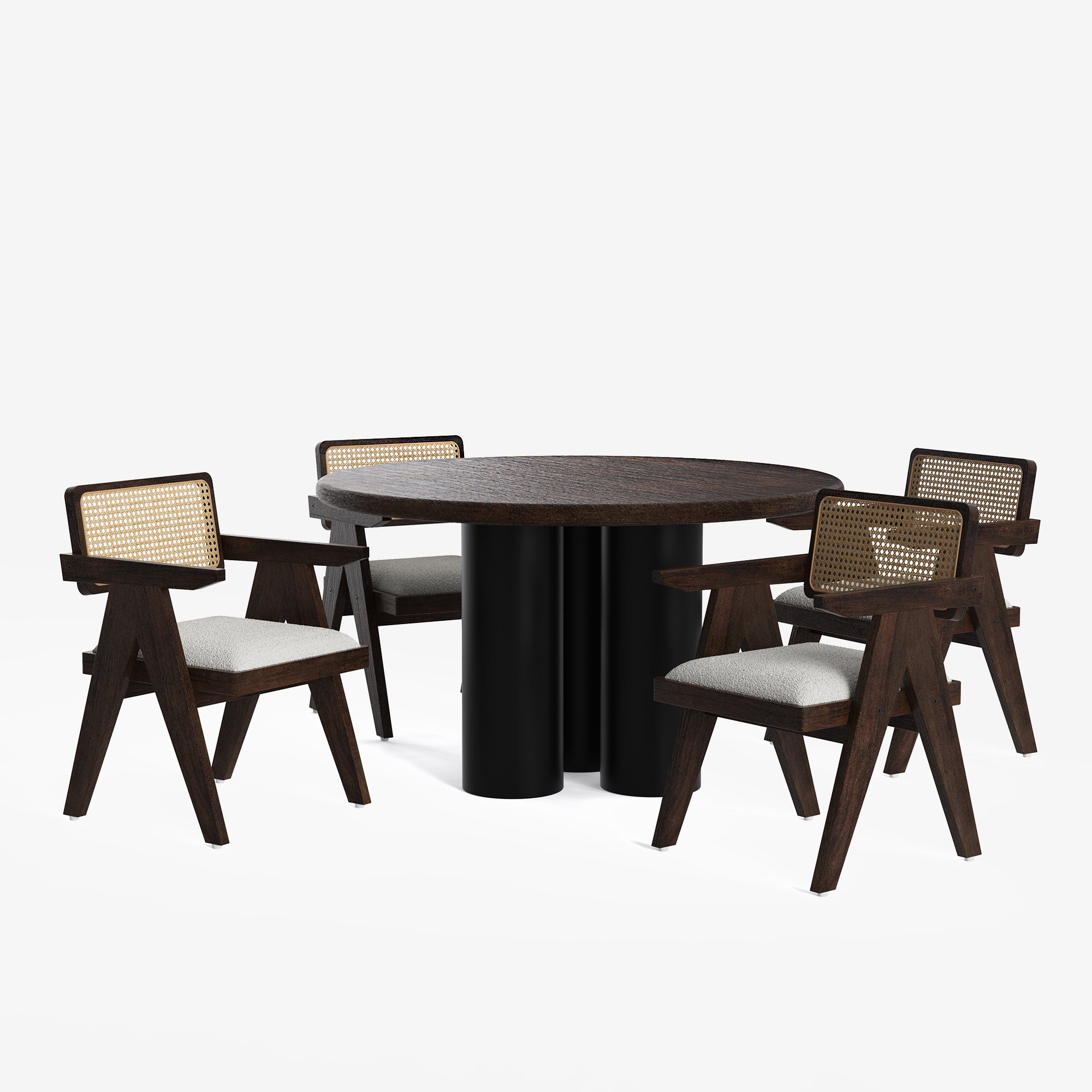 Amor-Pierre Textured Walnut Dining Table Set -  2, 4 & 6 Seater/ All sizes