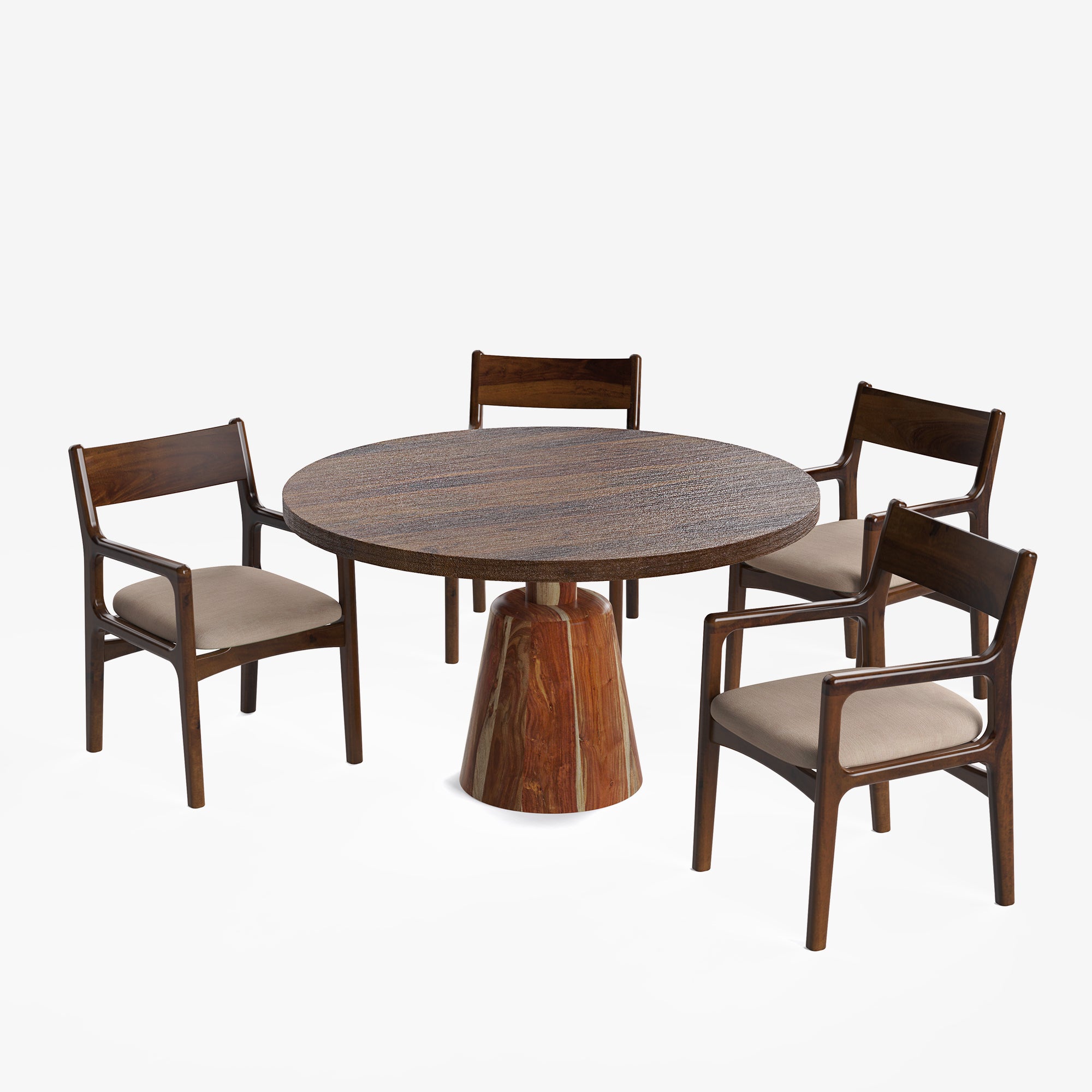 Yukon-Kiyomi Textured Walnut Dining Table Set -  2 & 4 Seater/ All sizes