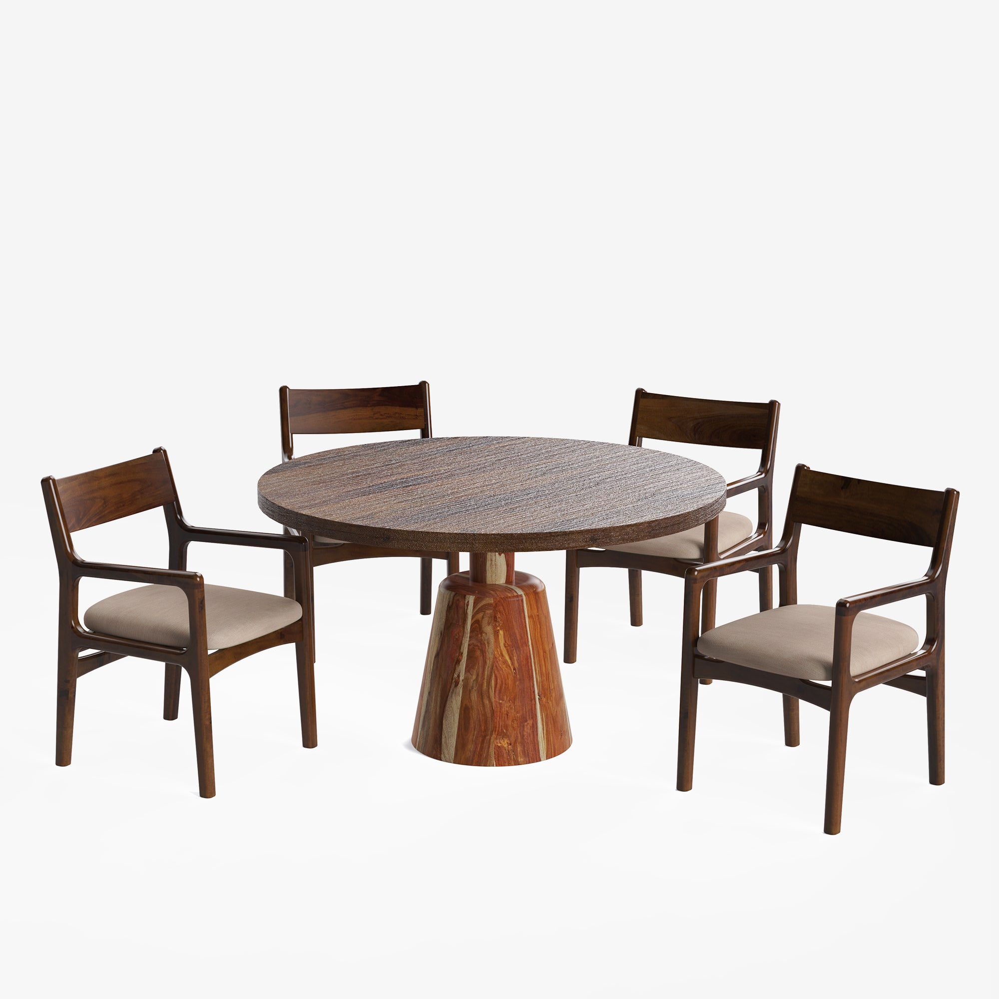 Yukon-Kiyomi Textured Walnut Dining Table Set -  2 & 4 Seater/ All sizes