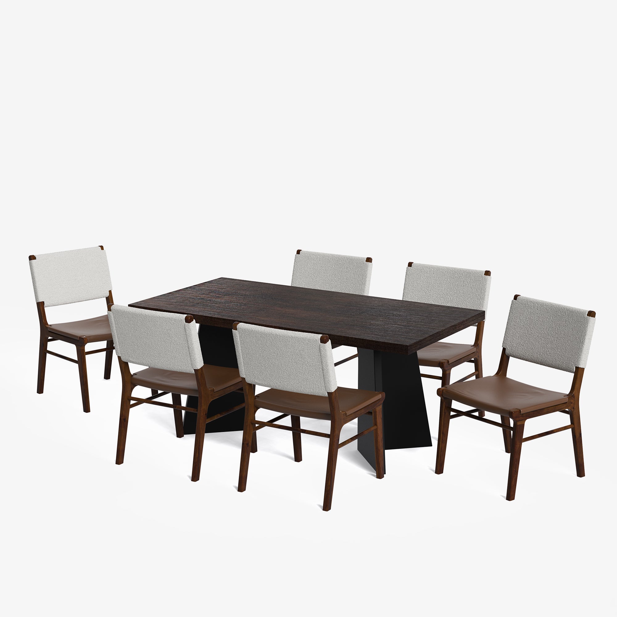 Alejandro-Manor Textured Walnut Dining Table Set - 6 & 8 Seater/ All sizes