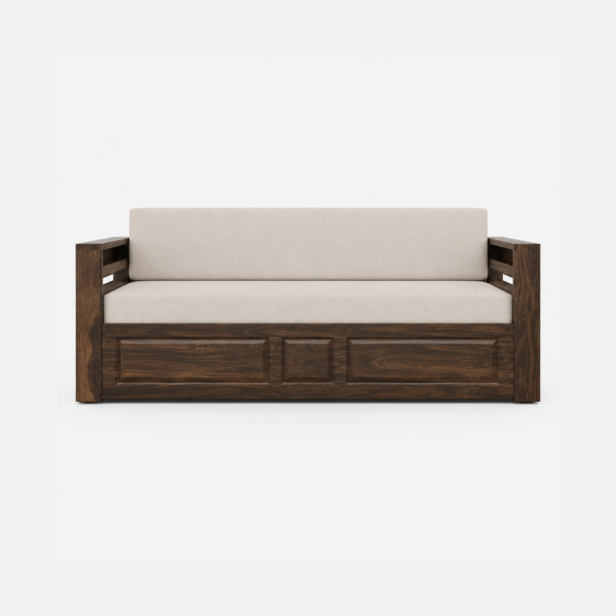 Wooden sofa bed three seater as a two person sleeper queen bed