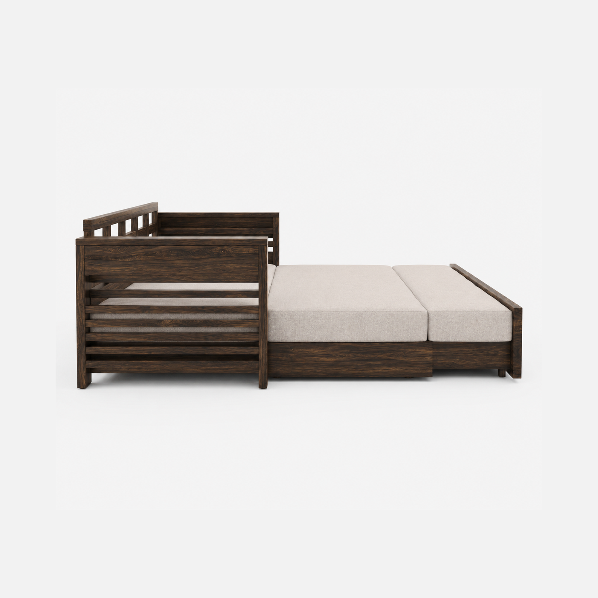 Wooden sofa bed three seater as a two person sleeper queen bed