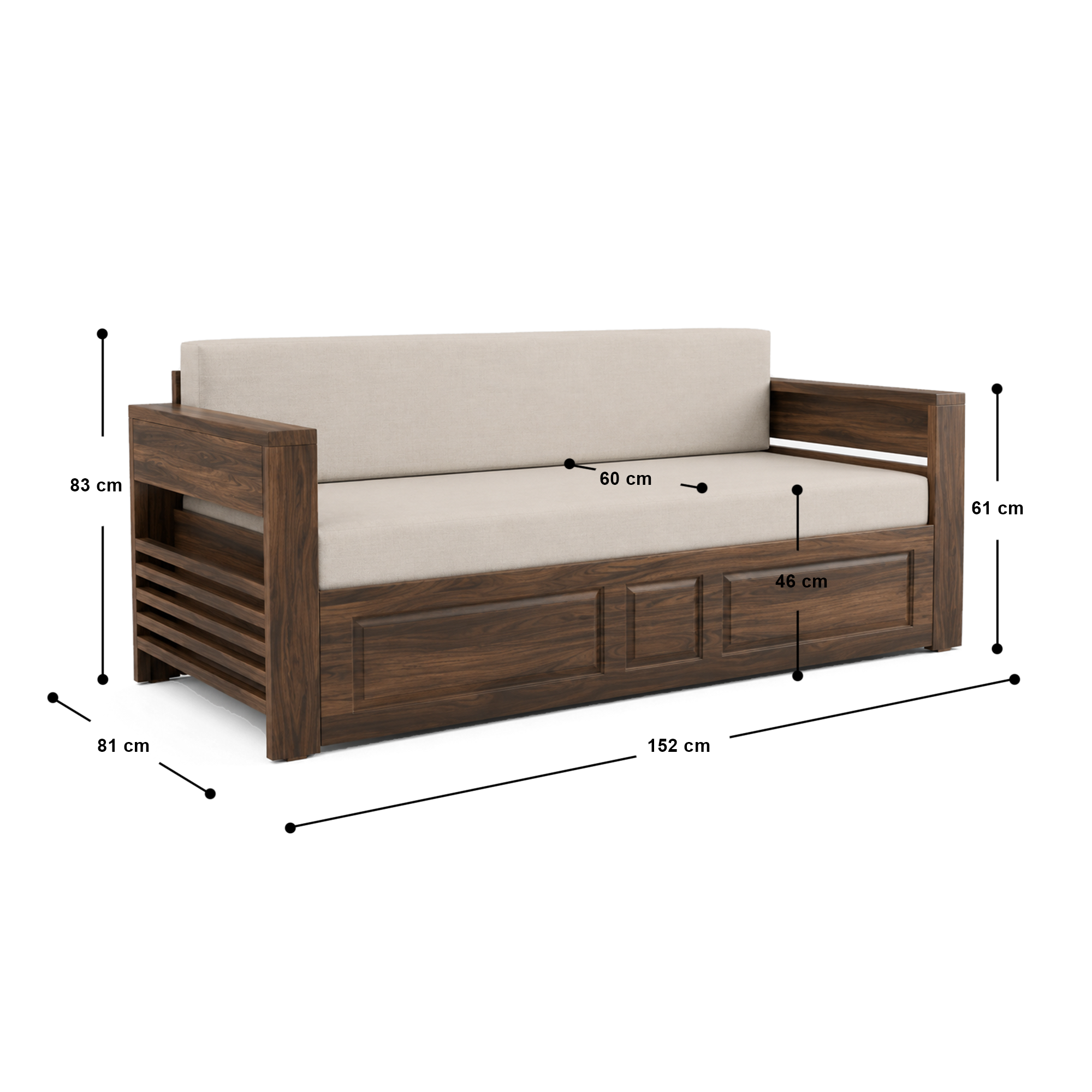 Wooden sofa bed three seater as a two person sleeper queen bed
