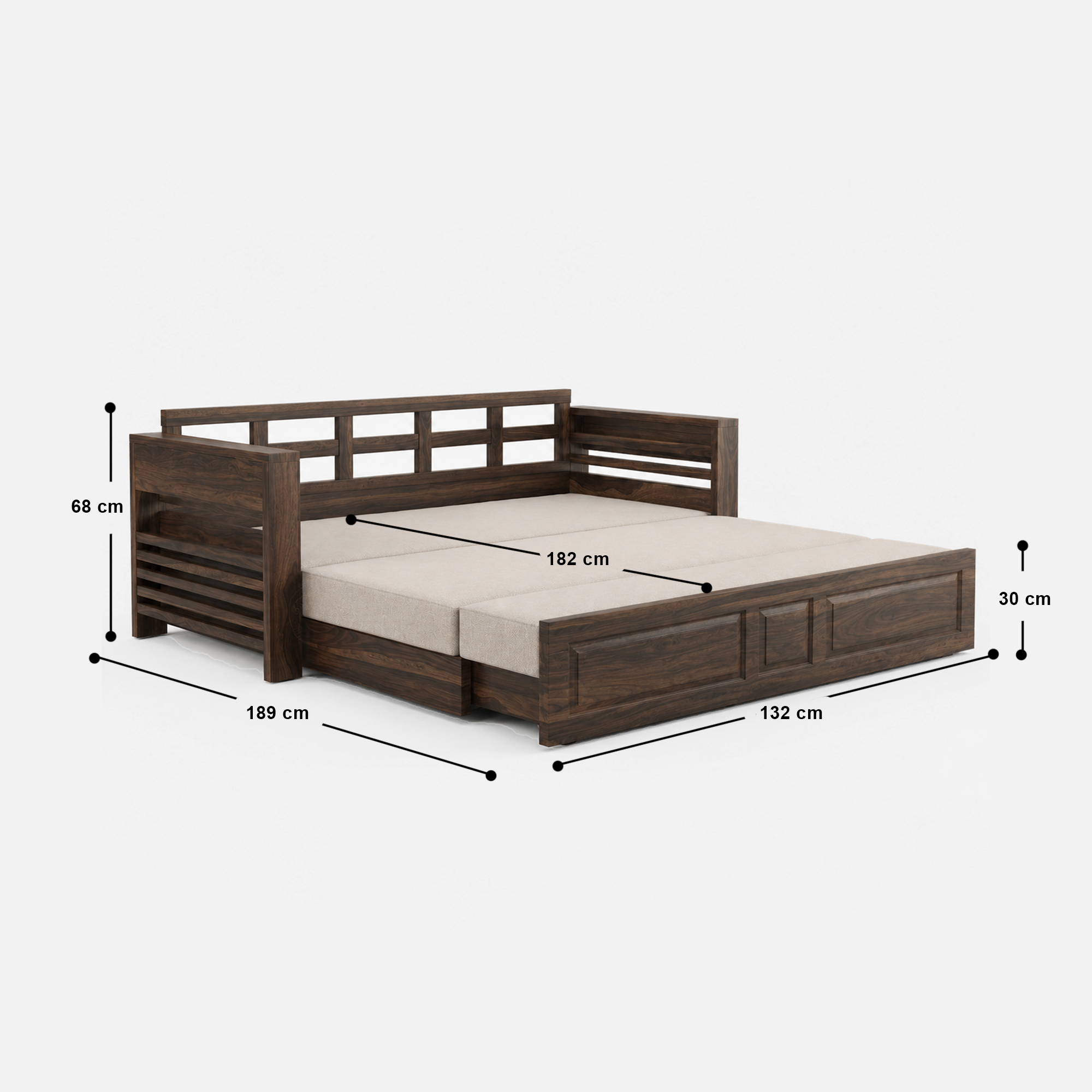 Wooden sofa bed three seater as a two person sleeper queen bed