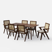 Helena-Flora Walnut Dining Table Set - 6 Seater/175 cm