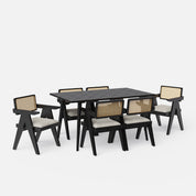 Helena-Pierre Black Dining Table Set - 6 Seater/150 cm