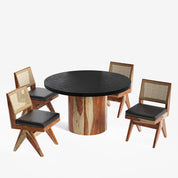 Luis-Jean Textured Black Dining Table Set with Premium Trimming -  2, 4 & 6 Seater/ All sizes