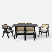 Helena-Pierre Black Dining Table Set - 6 Seater/150 cm