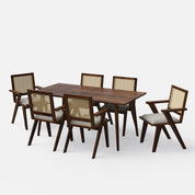 Helena-Flora Walnut Dining Table Set - 6 Seater/175 cm