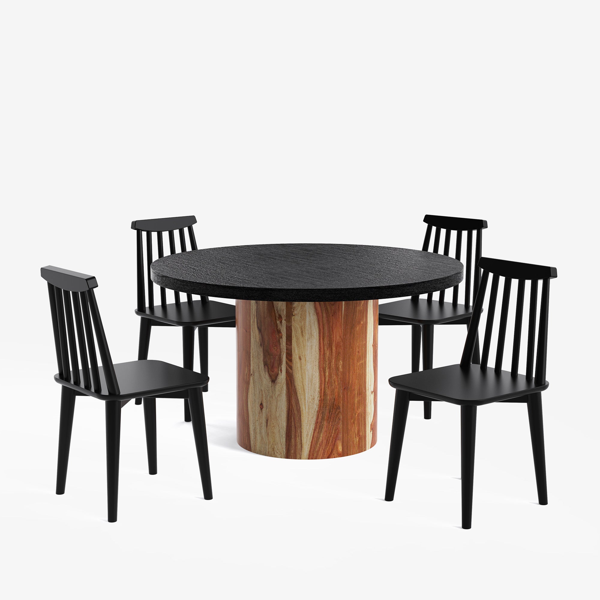 Luis-Polly Textured Black Dining Table Set -  2, 4 & 6 Seater/ All sizes