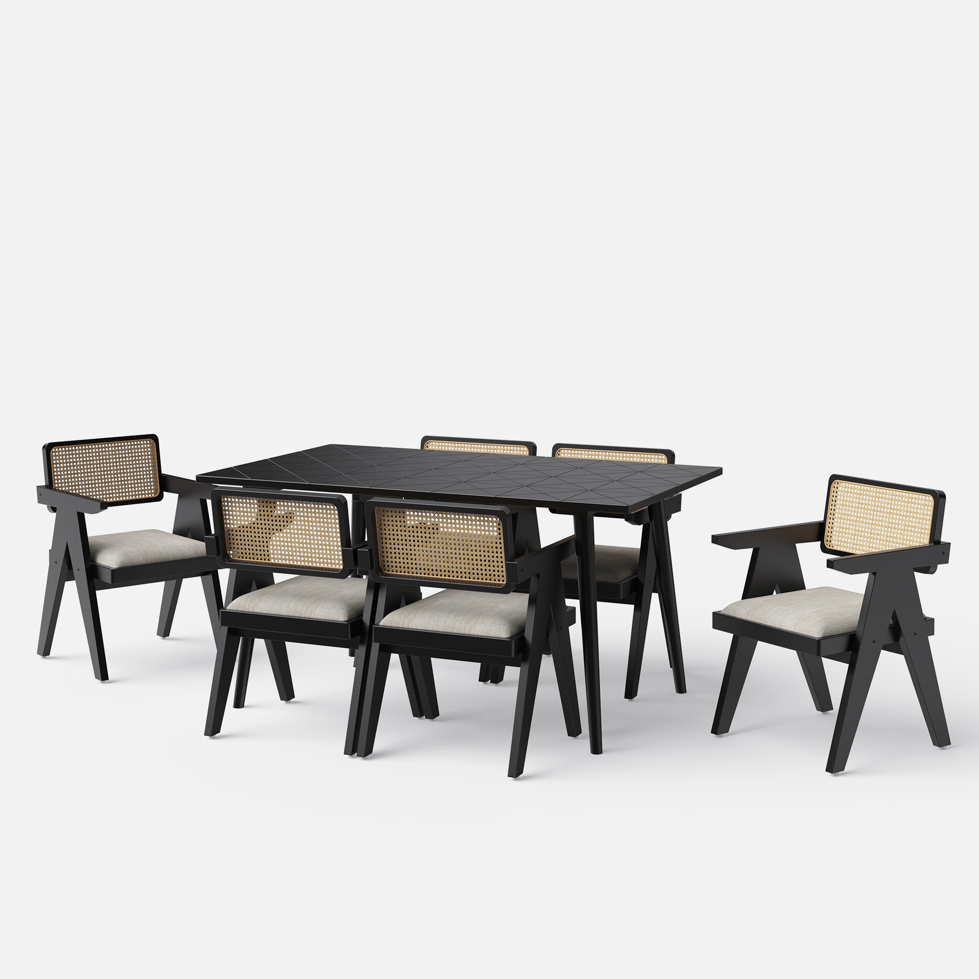 Helena-Pierre Black Dining Table Set - 6 Seater/150 cm