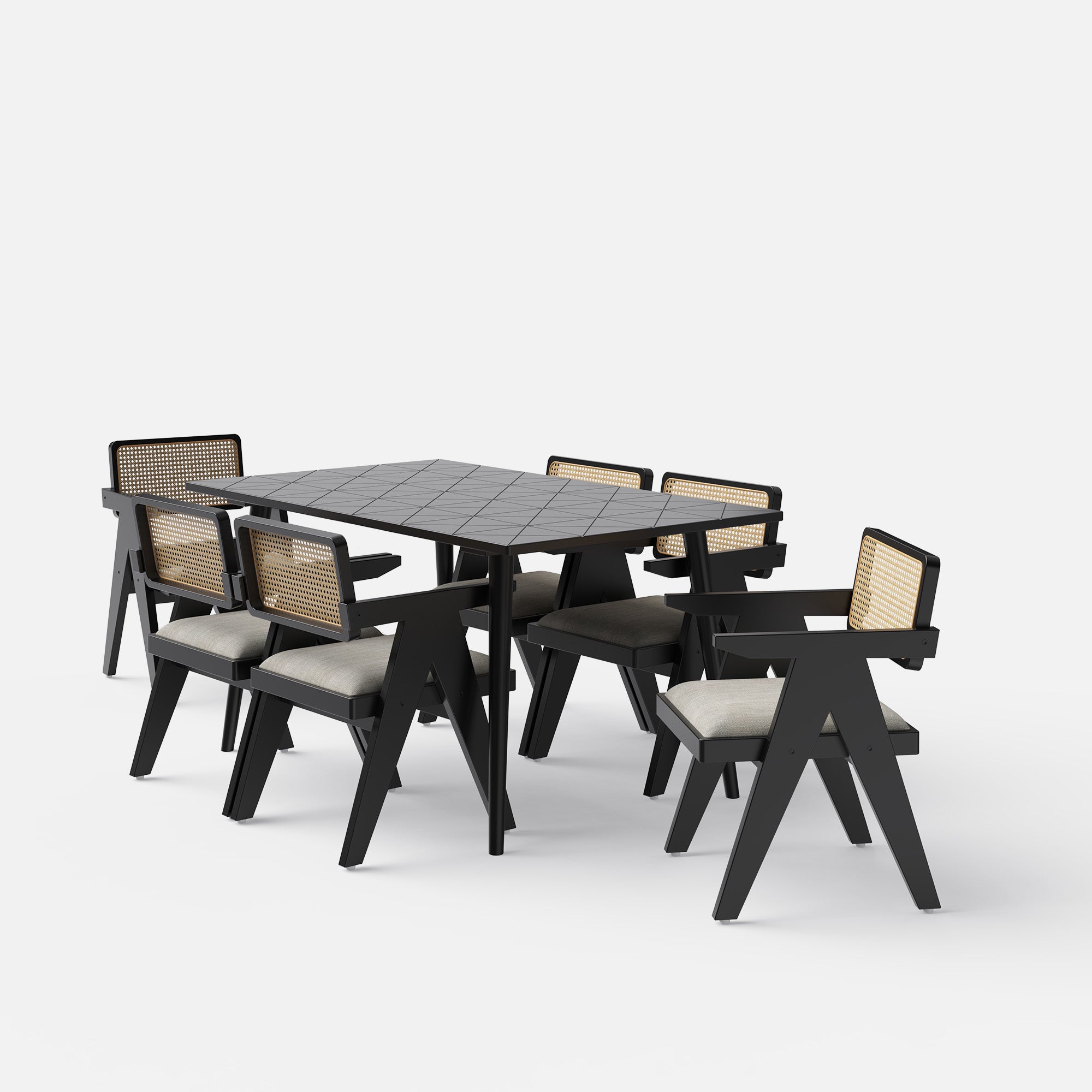 Helena-Pierre Black Dining Table Set - 6 Seater/150 cm