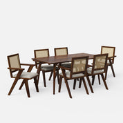 Helena-Flora Walnut Dining Table Set - 6 Seater/175 cm