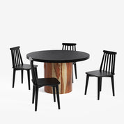 Luis-Polly Textured Black Dining Table Set -  2, 4 & 6 Seater/ All sizes