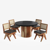 Luis-Jean Textured Black Dining Table Set with Premium Trimming -  2, 4 & 6 Seater/ All sizes