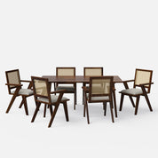 Helena-Flora Walnut Dining Table Set - 4 & 6 Seater - All Sizes