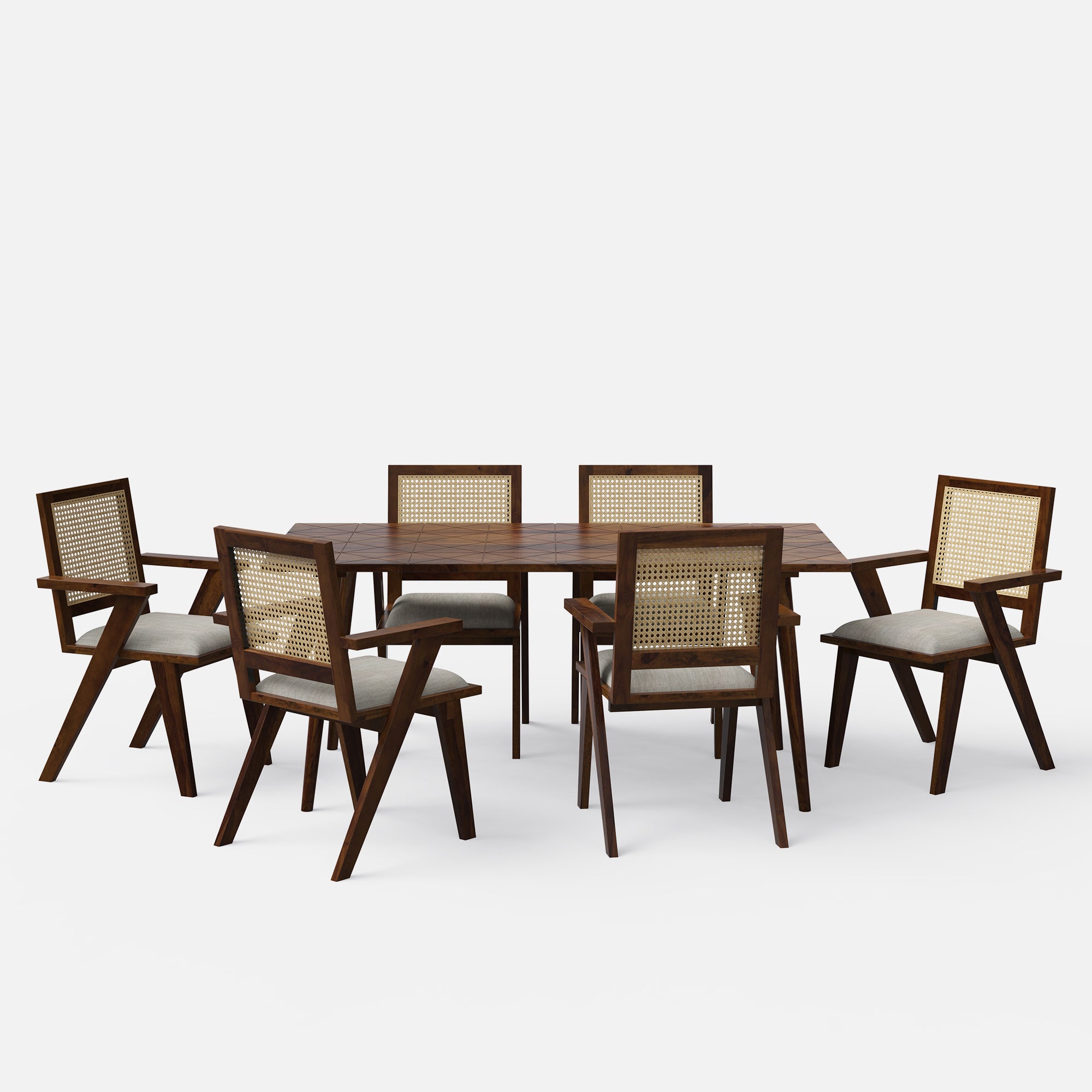 Helena-Flora Walnut Dining Table Set - 6 Seater/175 cm