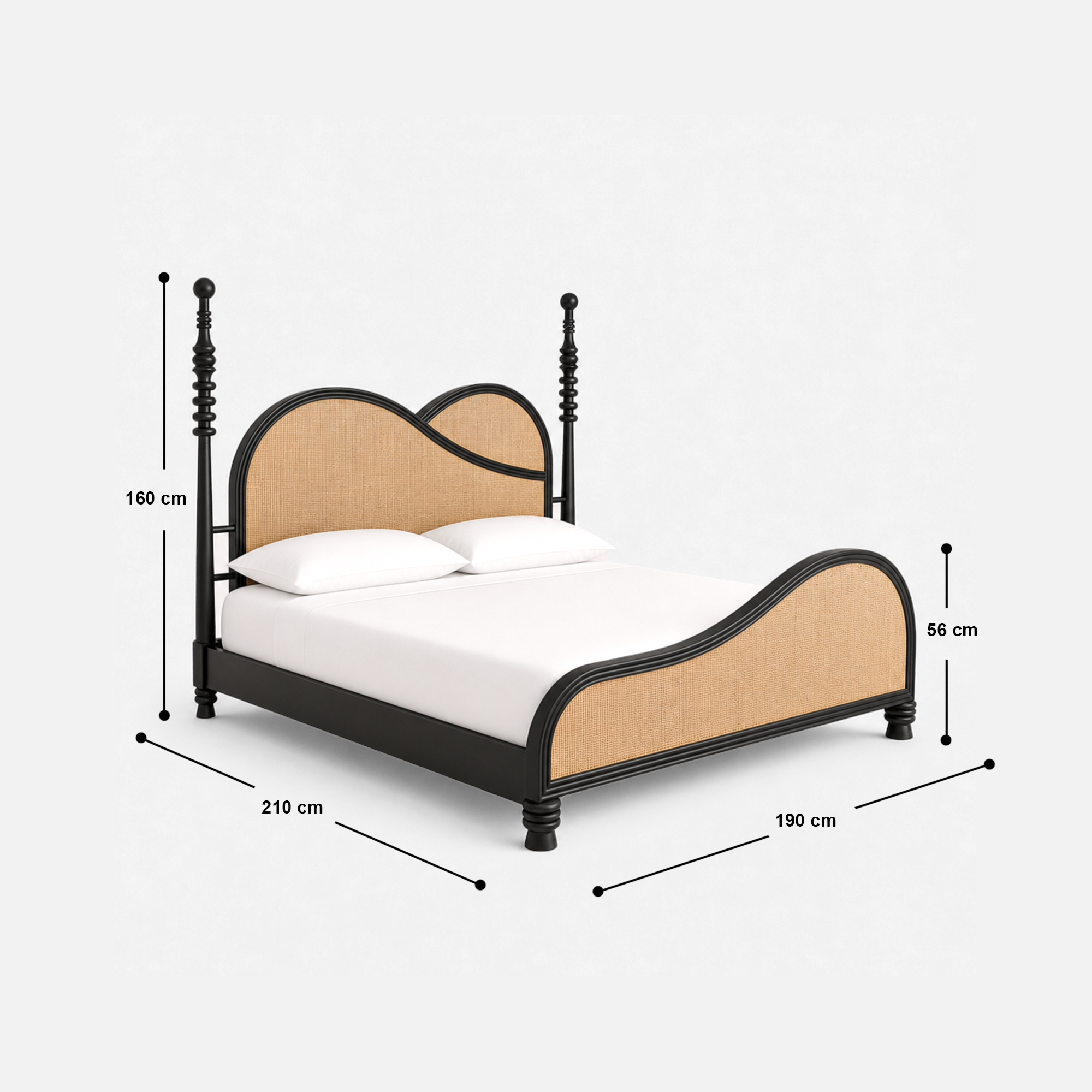 Waveside Four-Poster Bed with Rattan Accents