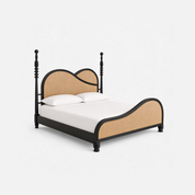 Waveside Four-Poster Bed with Rattan Accents
